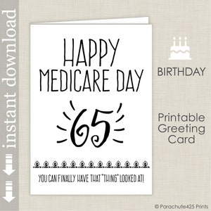65th Birthday Printable Card Birthday Printable Medicare Over the