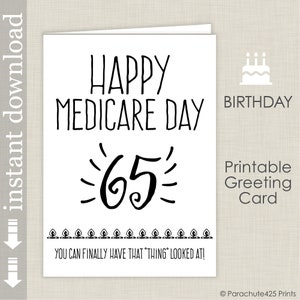 65th Birthday, printable card, birthday printable, Medicare, over the hill, senior birthday card, funny birthday card, friend birthday card image 1