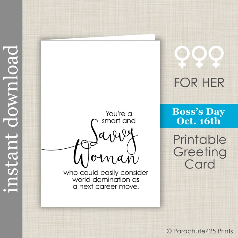 Savvy Woman Printable Female Graduation Card, Card for Co Worker, Female Boss Card, friend card image 6
