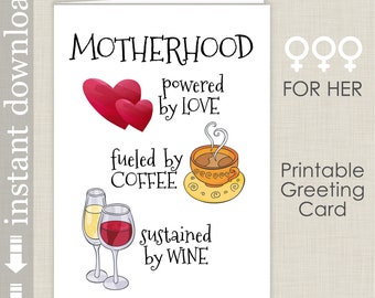 Funny Mother's Day Printable Card, Motherhood, new mom card, baby shower card