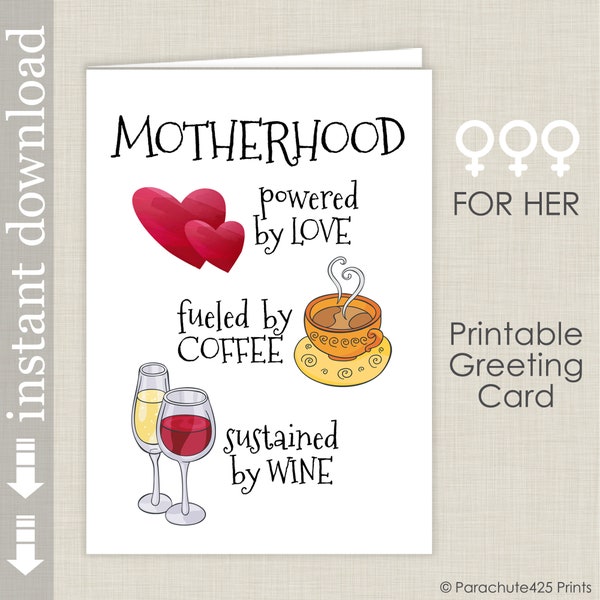 Funny Mother's Day Printable Card, Motherhood, new mom card, baby shower card