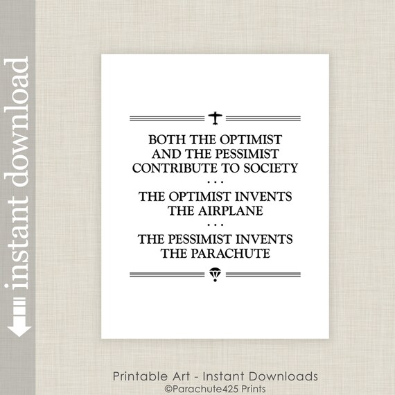 Optimist and Pessimist Printable Quote for Office Decor or - Etsy