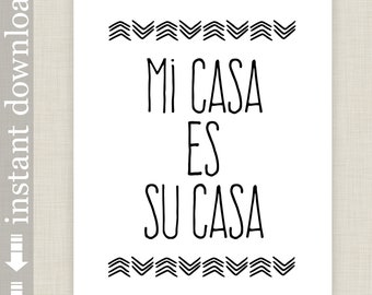 Mi Casa Es Su Casa Printable Wall Art, Guest Room Art, Camper Art