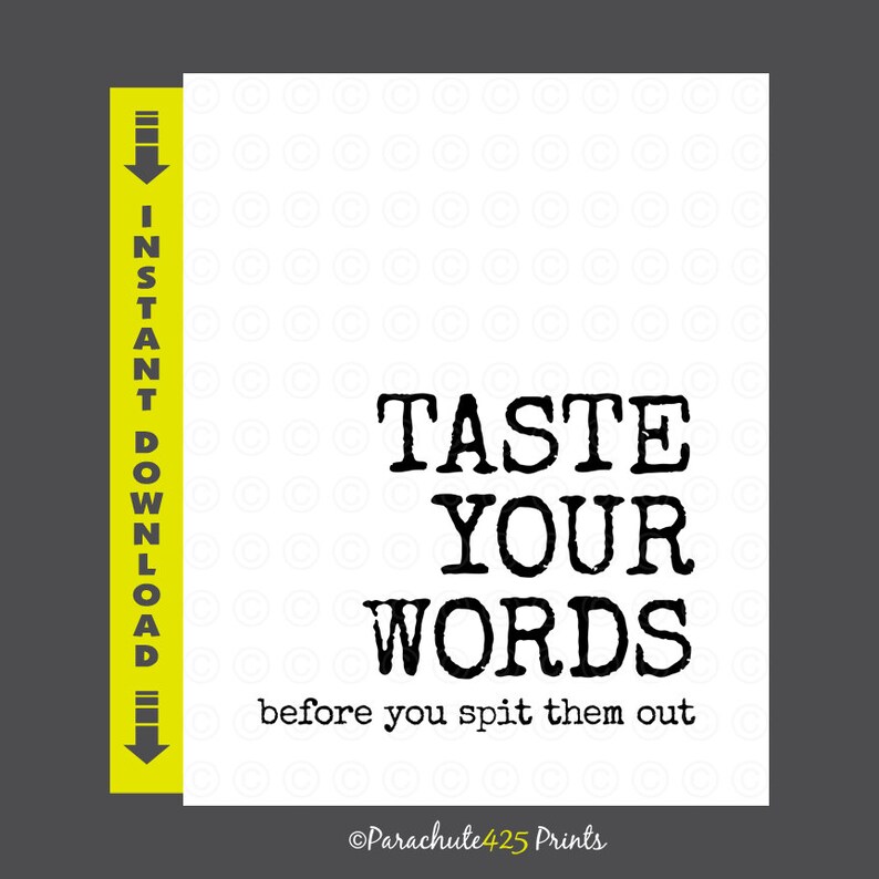Taste Your Words anti bullying printable wall art for  Etsy