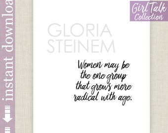 Gloria Steinem Quote, printable feminist quote wall art