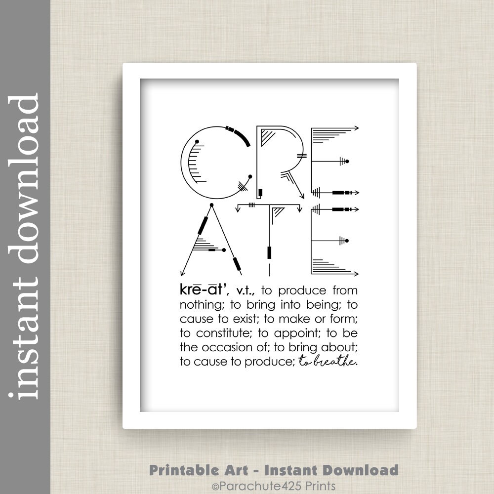 Definition of Create Printable wall art Create quote print Etsy