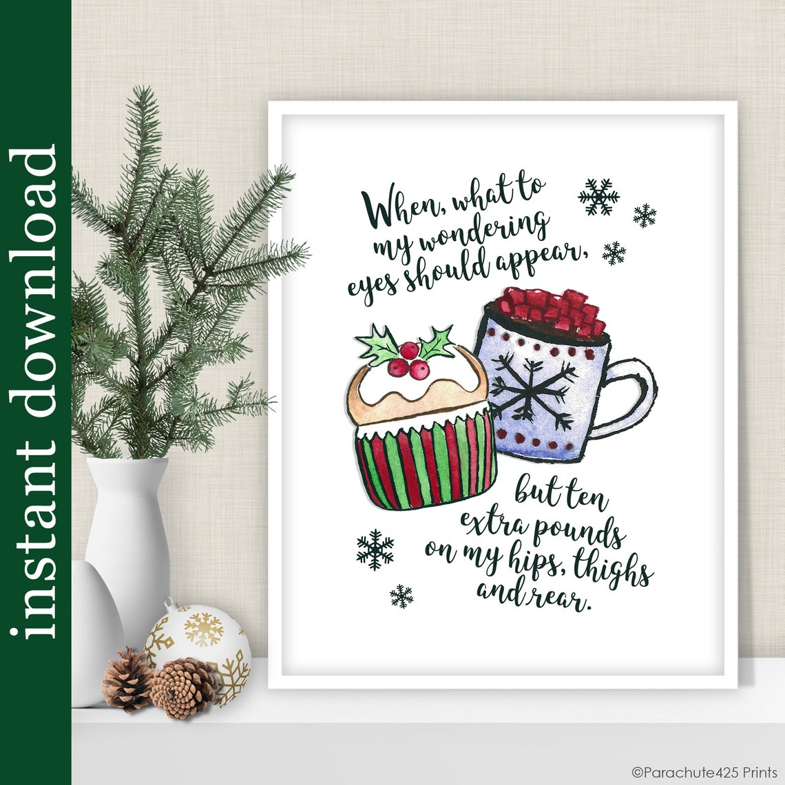 Christmas Kitchen Decor Funny Food Poem for Holiday | Etsy