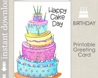 Happy Cake Day Printable Birthday Card, generic celebration card instant download