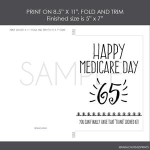 65th Birthday, printable card, birthday printable, Medicare, over the hill, senior birthday card, funny birthday card, friend birthday card image 2