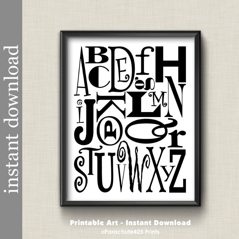 alphabet print printable alphabet black and white nursery