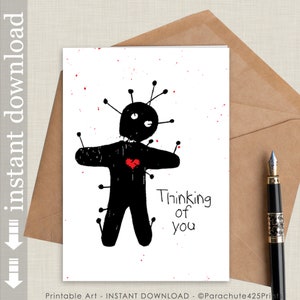 Funny Voodoo Doll Valentine Card for Ex, Breakup Card, Thinking of You