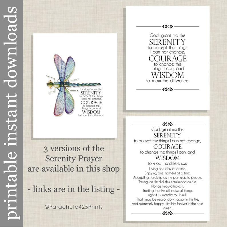 serenity prayer printable inspirational quote wall art aa etsy