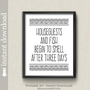 Printable Guest Room Wall Art, Houseguests and Fish, Funny Wall Art for ...