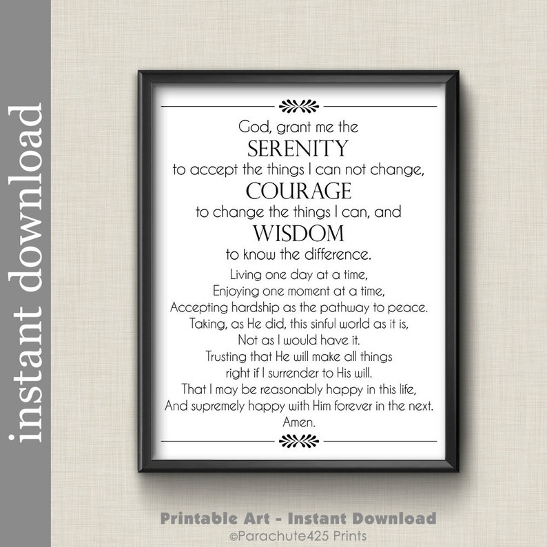 full serenity prayer serenity printable inspiration print