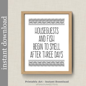 Printable Guest Room Wall Art, Houseguests and Fish, funny wall art for camper, vacation home, guest house, cabin decor, beach house image 4