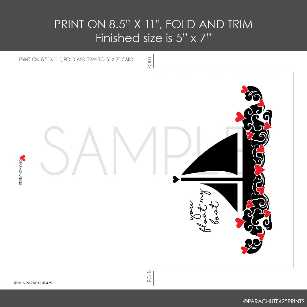 You Float My Boat Romantic Printable Valentine Card Sweetest Day Card Anniversary Card Etsy