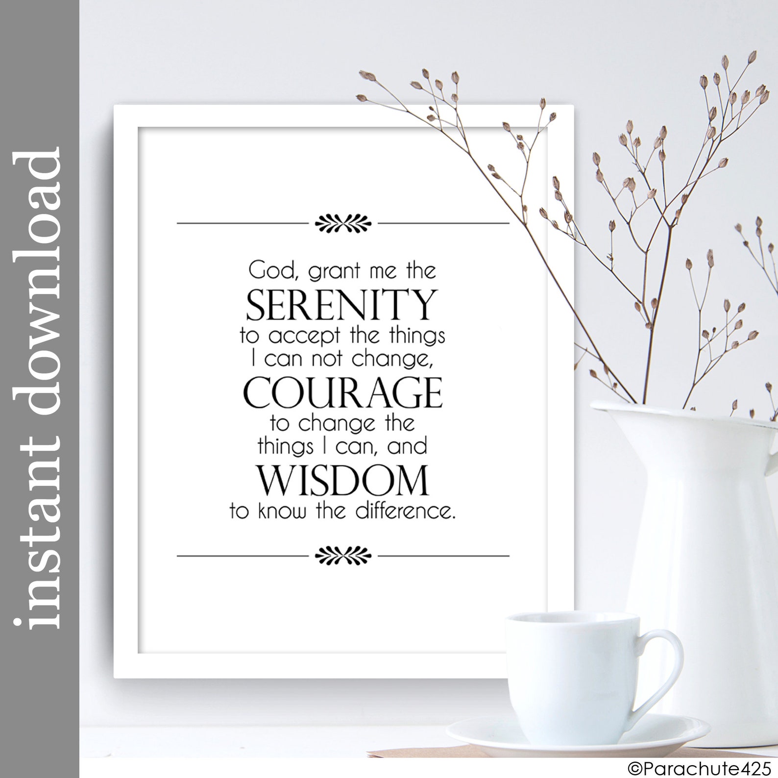 serenity prayer printable inspirational quote wall art aa etsy