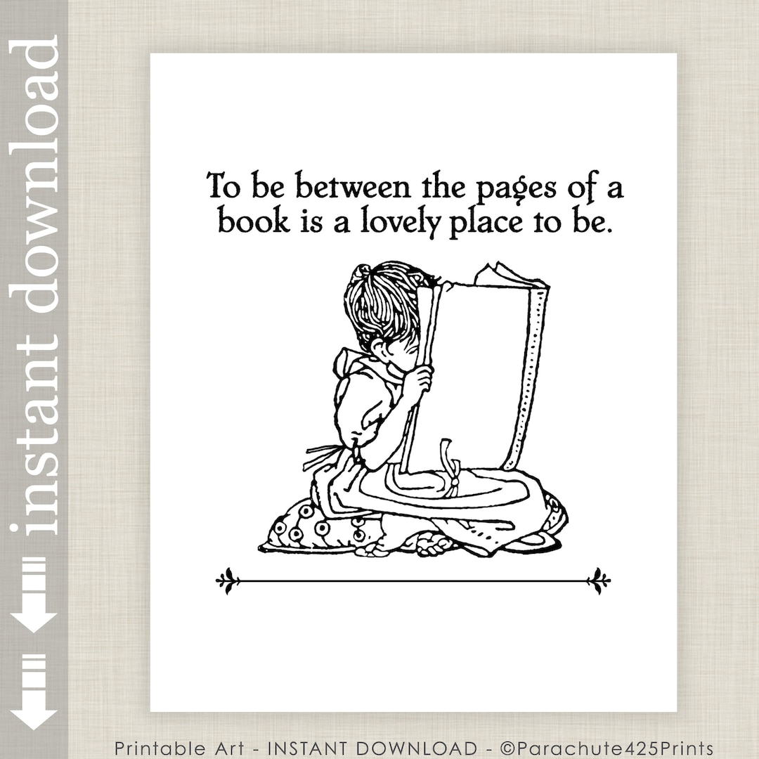 Book Quote Printable Wall Art, Black and White Nursery Art, Bibliophile ...