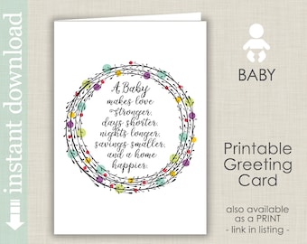 Baby Card Printable, baby shower card, baby congratulation, expecting baby card, baby quote card, baby shower, baby girl card, baby boy card