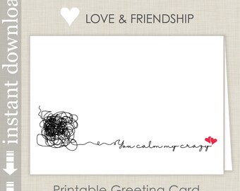 Printable Valentine Card, Sweetest Day Card, Best Friend Card, Bridesmaid Card, Anniversary Card