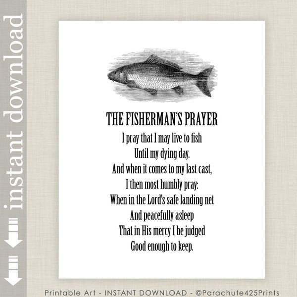 Fisherman's Prayer printable wall art, Gift for Dad, Grandfather gift, fishing quote