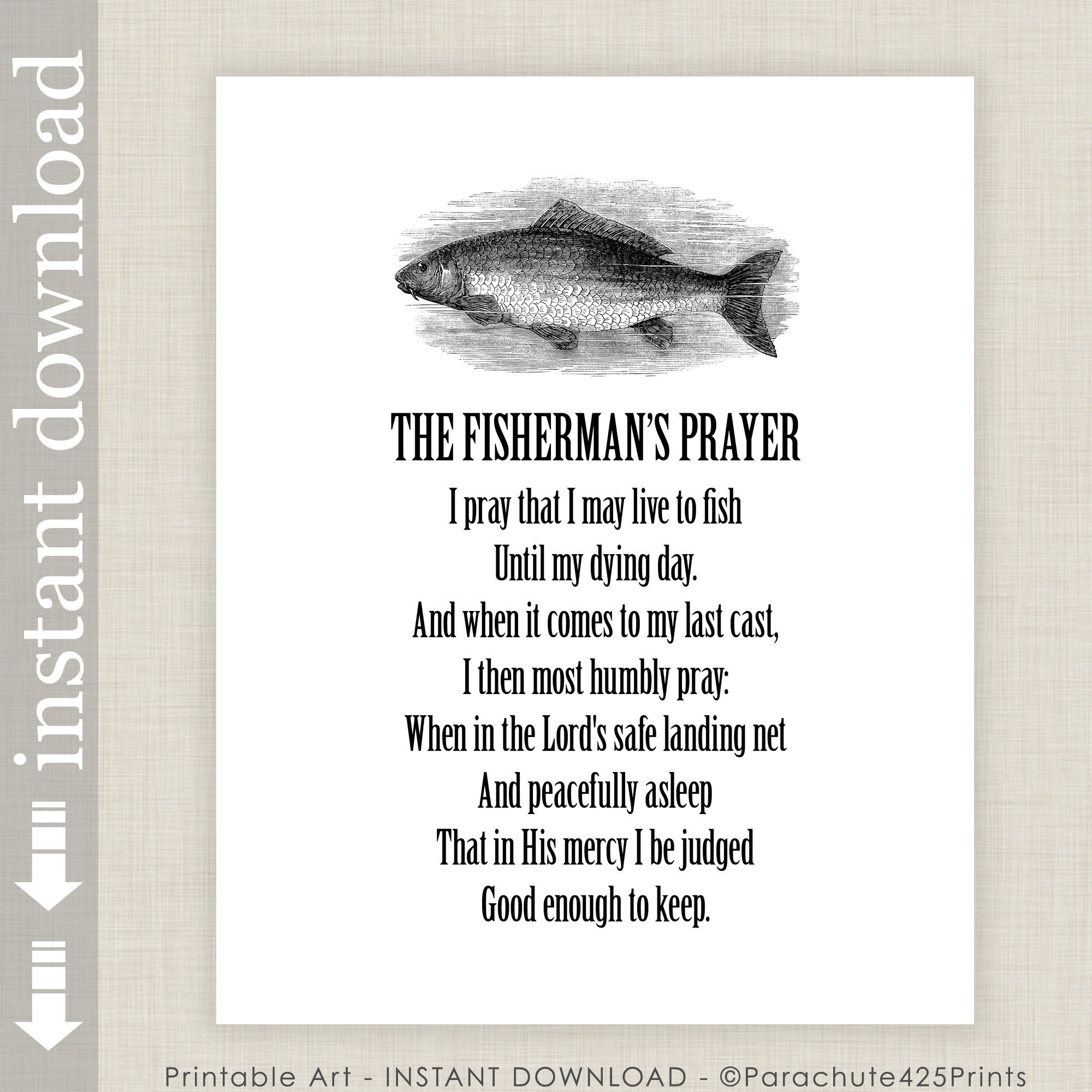 A Fisherman's Prayer, Fishing Gifts, Beach, Boating or Fishing