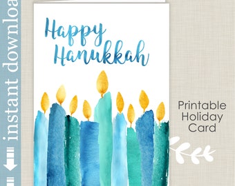 Hanukkah Festival of Lights Printable Holiday Card