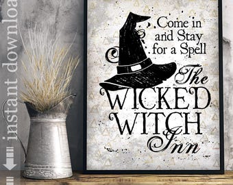 The Wicked Witch Inn printable Wall Art for Halloween Decorating | Digital Download