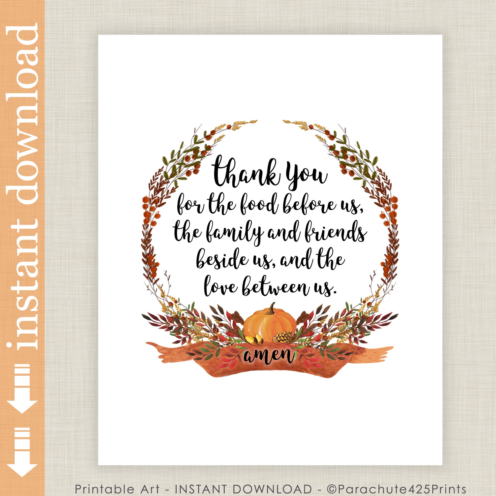 printable thanksgiving prayer for kitchen and dining room decor in