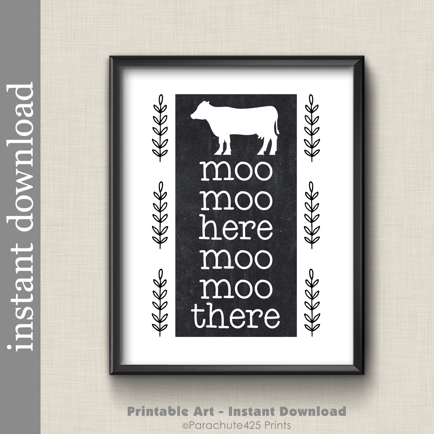 Cow Printable Kitchen Wall Art Black and White Kitchen Decor - Etsy