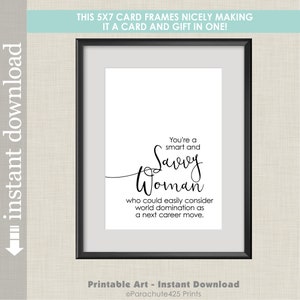 Savvy Woman Printable Female Graduation Card, Card for Co Worker, Female Boss Card, friend card image 3
