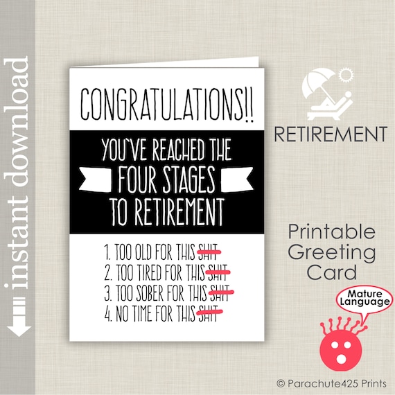 Funny Retirement Cards Printable