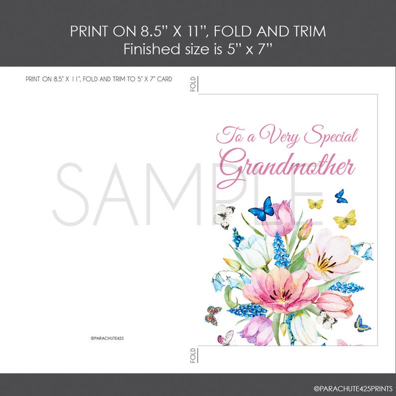 Grandmother Printable Card, Grandmother Birthday Card, Mother's Day - Etsy