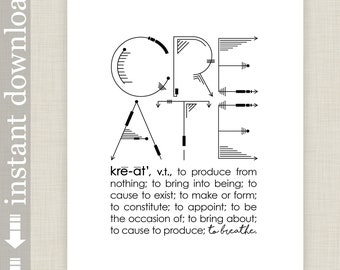 Create Definition Printable Wall Art, gift for artist or writer