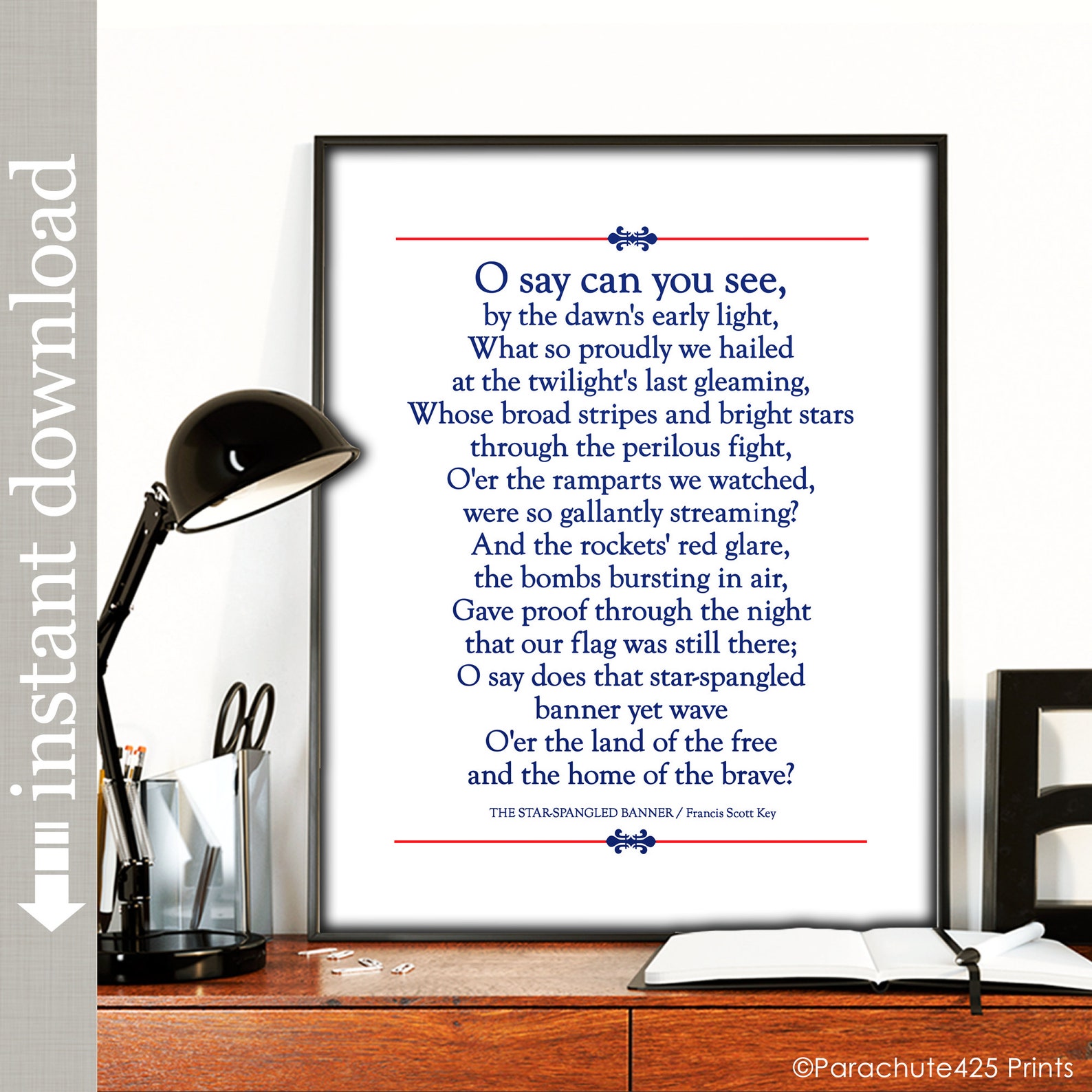 Star Spangled Banner Printable Lyrics Etsy