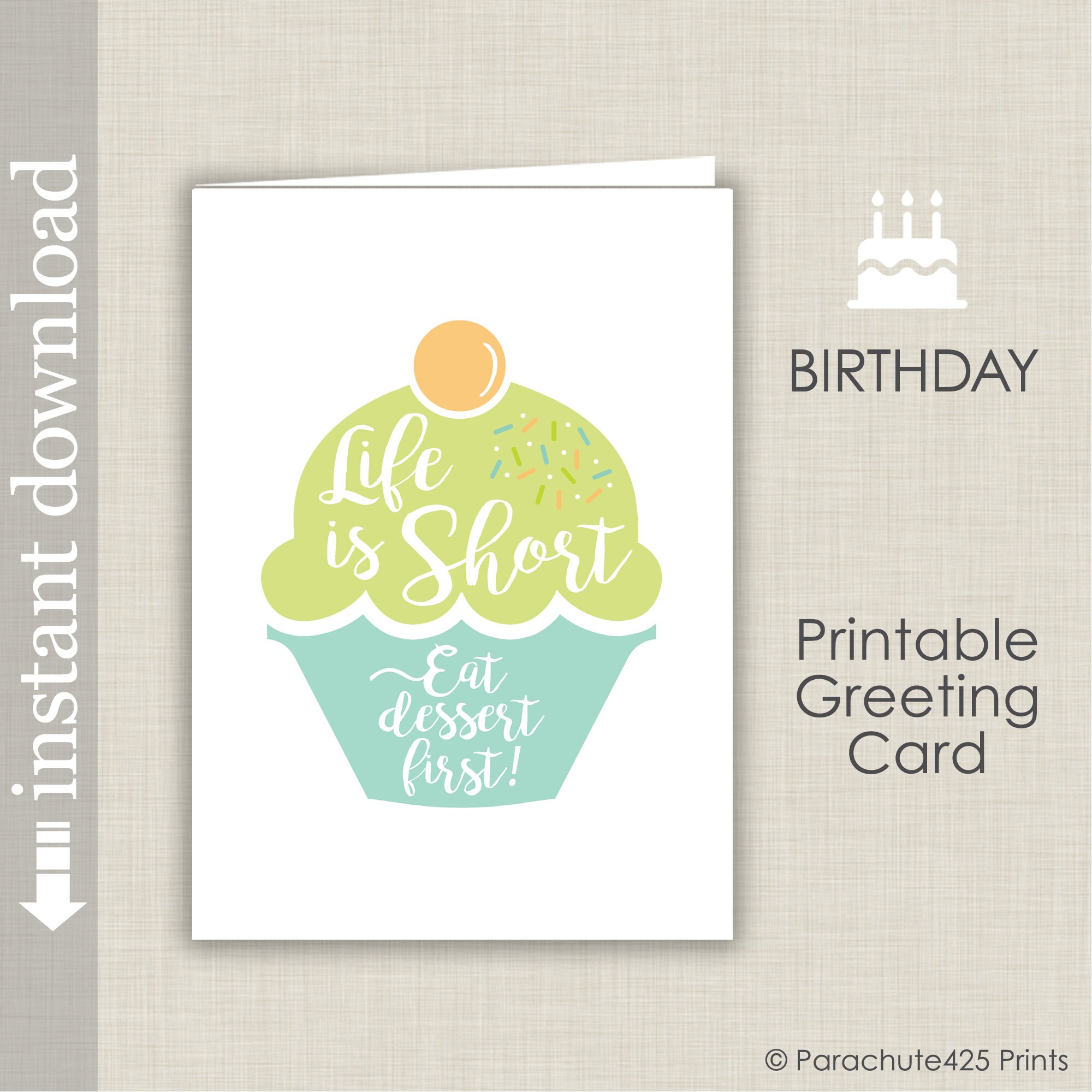 Birthday Printable Birthday Card Printable Card Life is - Etsy