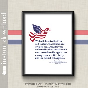 Declaration of Independence, Printable Patriotic Wall Art Decor or Gift for History Buff image 3