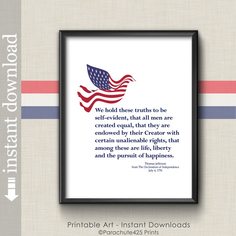 Declaration of Independence, Printable Patriotic Wall Art Decor or Gift for History Buff image 3