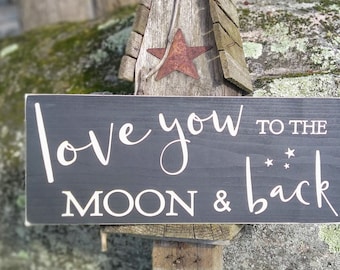 Wall decor, Wood sign, Love You To The Moon And Back, Mother's Day gift, home decor, carved wooden Signs