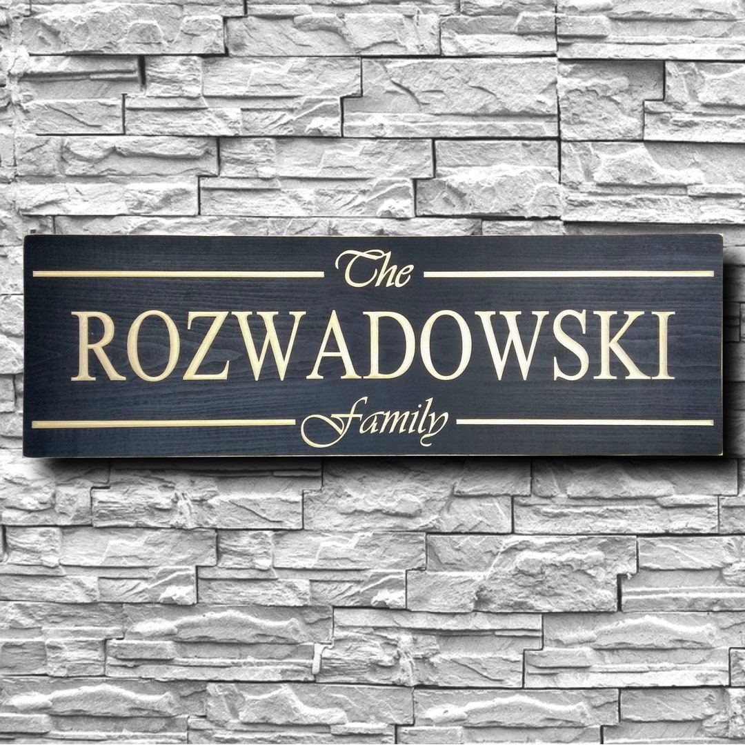 Personalized Wood Family Name Sign, Custom Home Wall Decor, Large 35x11 ...