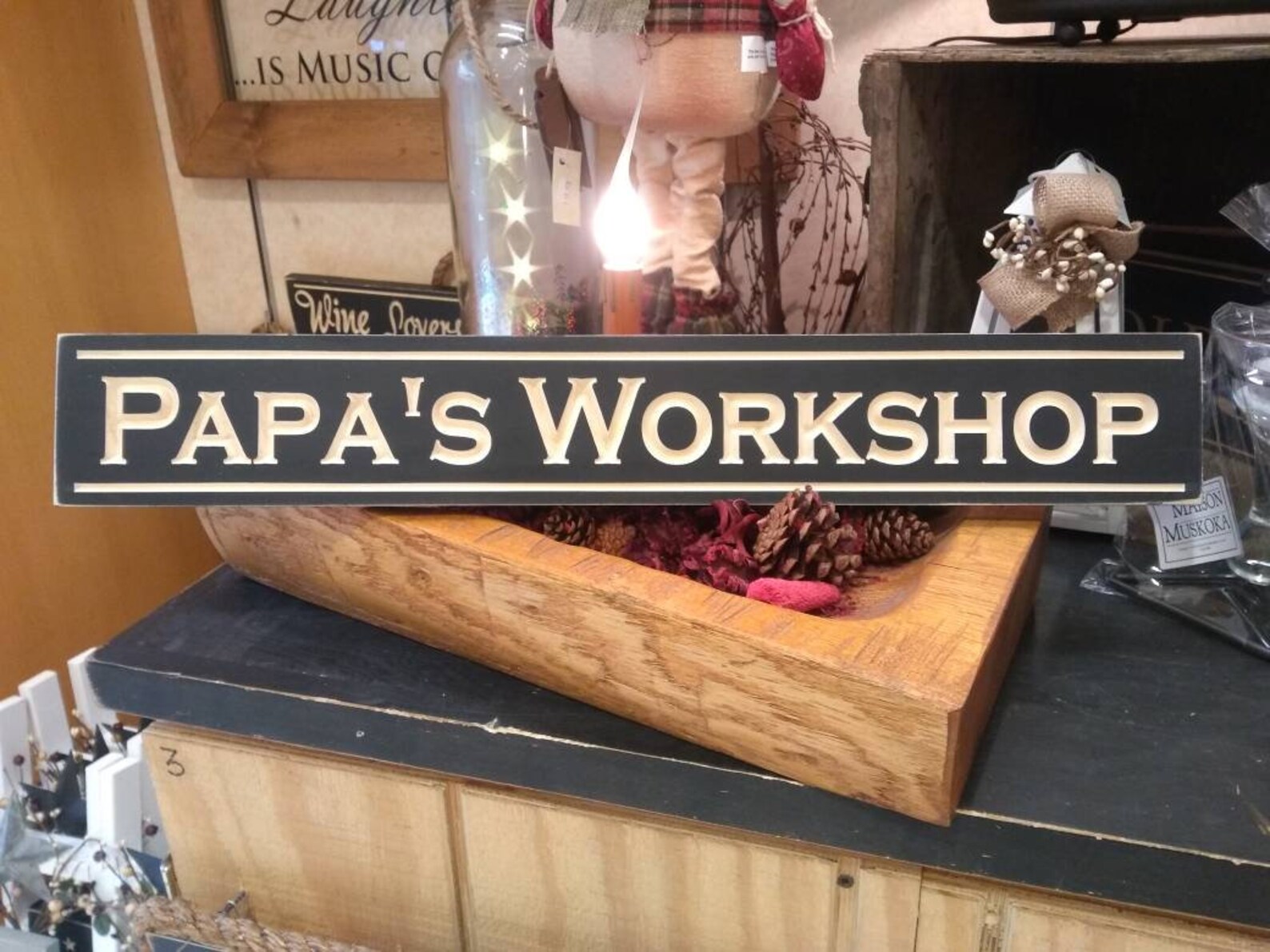 Papa's Workshop, Personalized Wooden Sign, Gift for Papa, Christmas ...