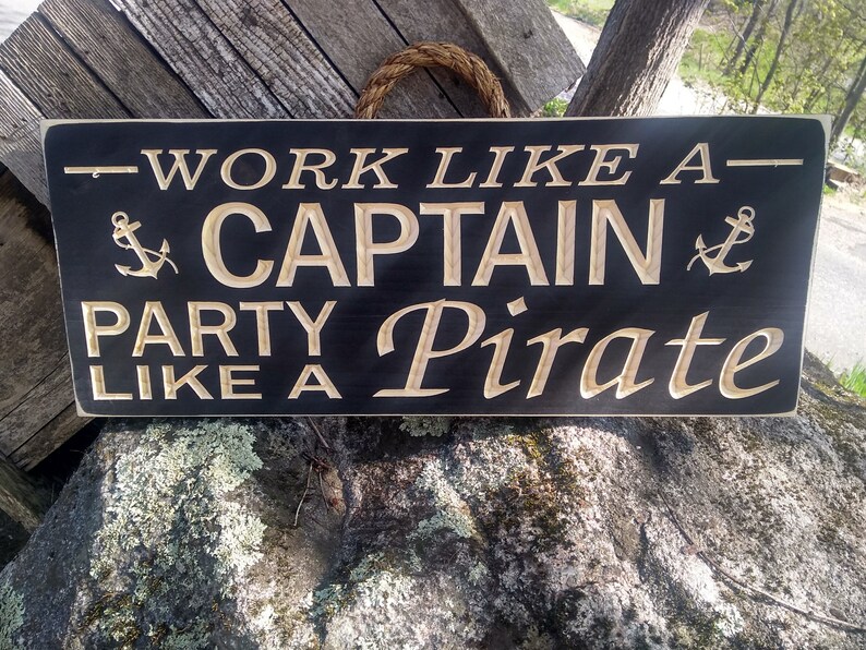 Cottage Sign Work Like a Captain Wood Sign Nautical Décor - Etsy