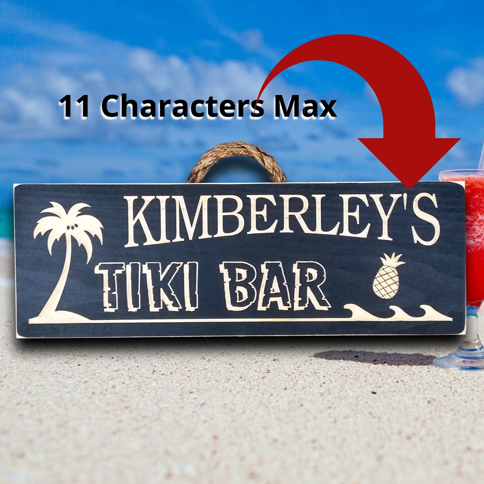 Custom Wood Tiki Bar Sign Backyard Bar Sign Personalized Etsy