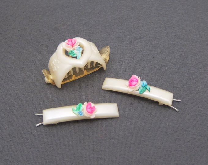 rare-tip-top-1960-s-vintage-ponytail-barrette-set-w-pink-roses