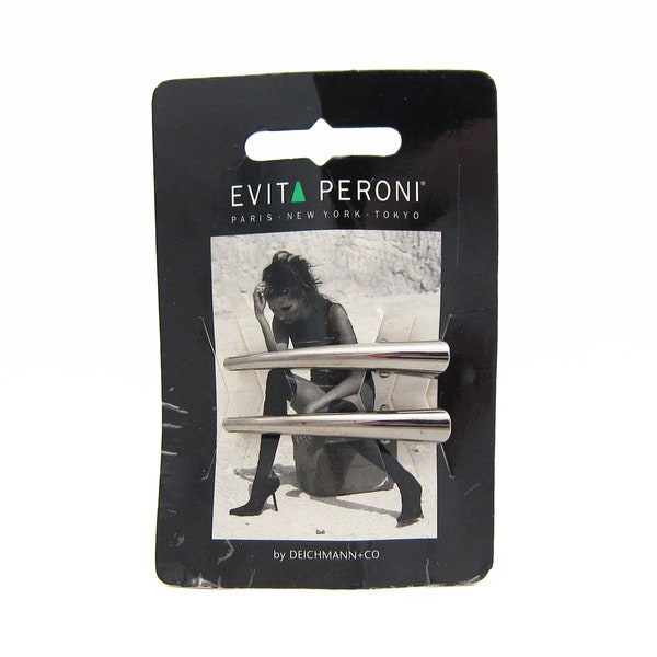 EVITA PERONI mini pelican hair clip pair, 1.9" GUNMETAL pinch clips, new-old-stock, really strong clips