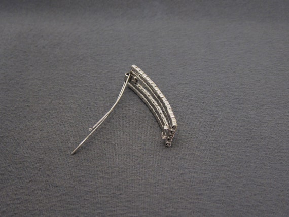 1960's vintage rhinestone hair clip, 2.2" silver-… - image 8