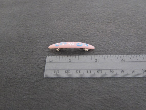 1950's vintage hair clip, SMALL 1.9" light pink p… - image 2