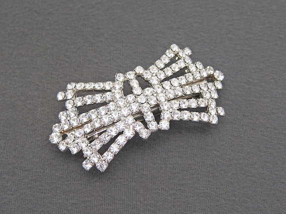 Vintage Silver-Toned Deco Hair Clips. SMALL 1920 main image 3