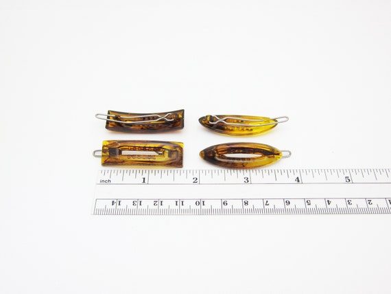 1970's TILT vintage barrettes, 1.7" faux TORTOISE… - image 3