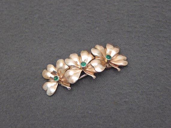 Vintage silver rose hair barrette Rose Barrette, Molded Roses, Vintage Barrette, Pressed Metal  main image 4
